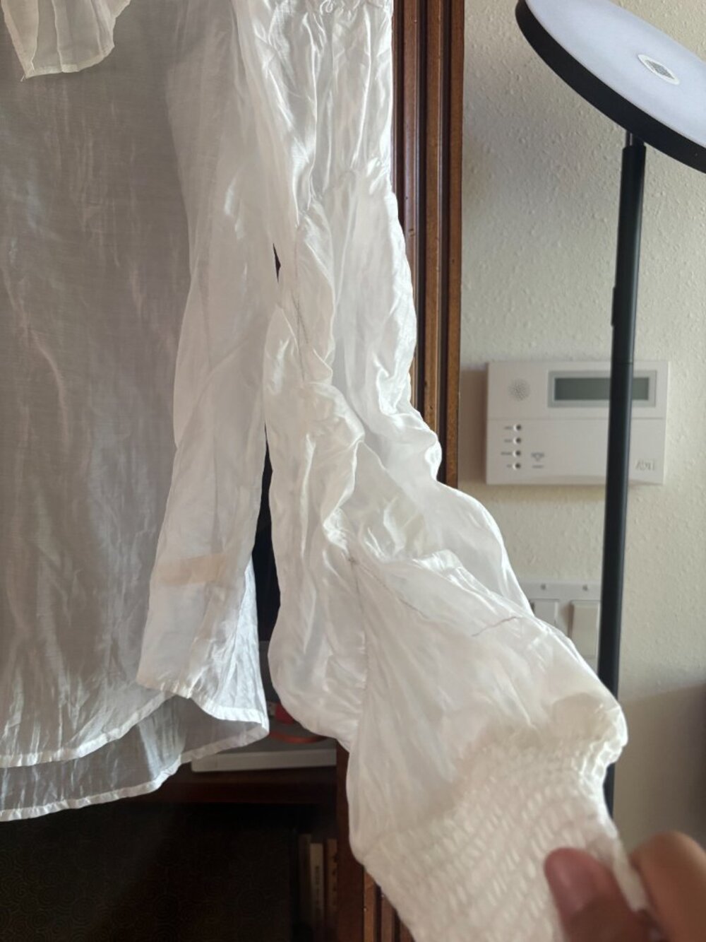 White Silk Blouse with Ruffled Collar - Picture 2 of 4